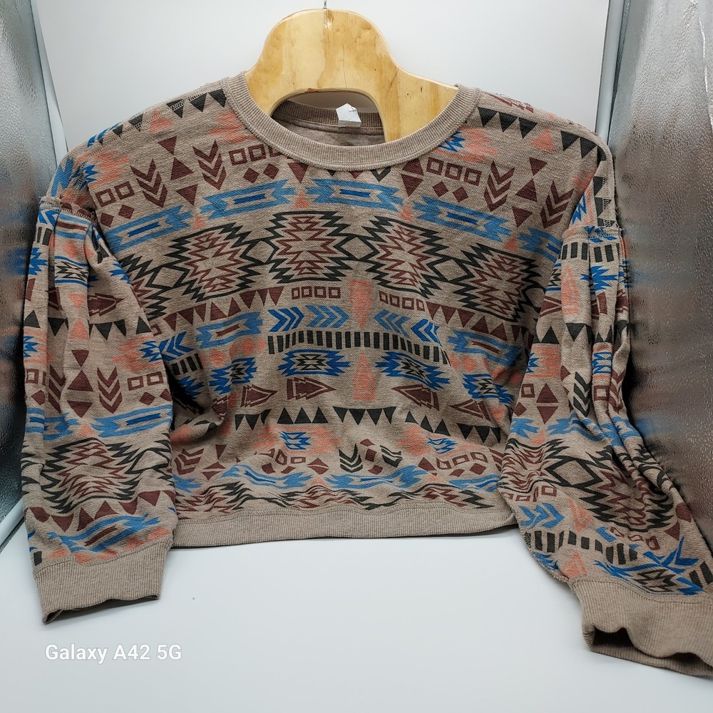 Ariat Rainbow Vista Sweatshirt Womens Large Brown Southwestern Geometric 1004166